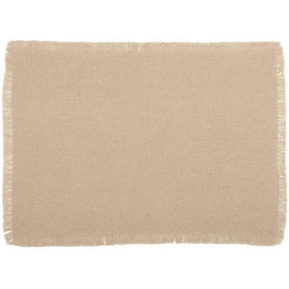Vintage Tan White Seasonal Thanksgiving Tabletop Kitchen Veranda Burlap Tan Cotton Distressed Appearance Cotton Burlap Solid Color Rectangle Placemat Set of 6