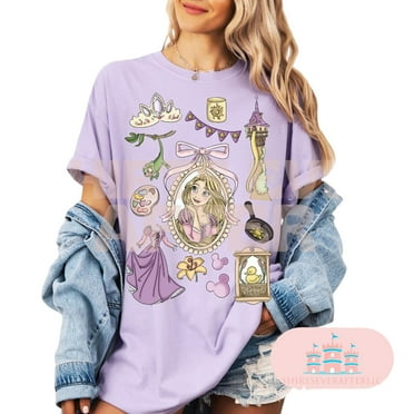 Vintage Tangled Rapunzel Floral T-Shirt Disney Princess Lost Princess Tee Magic Kingdom Inspired Cotton Casual Shirt