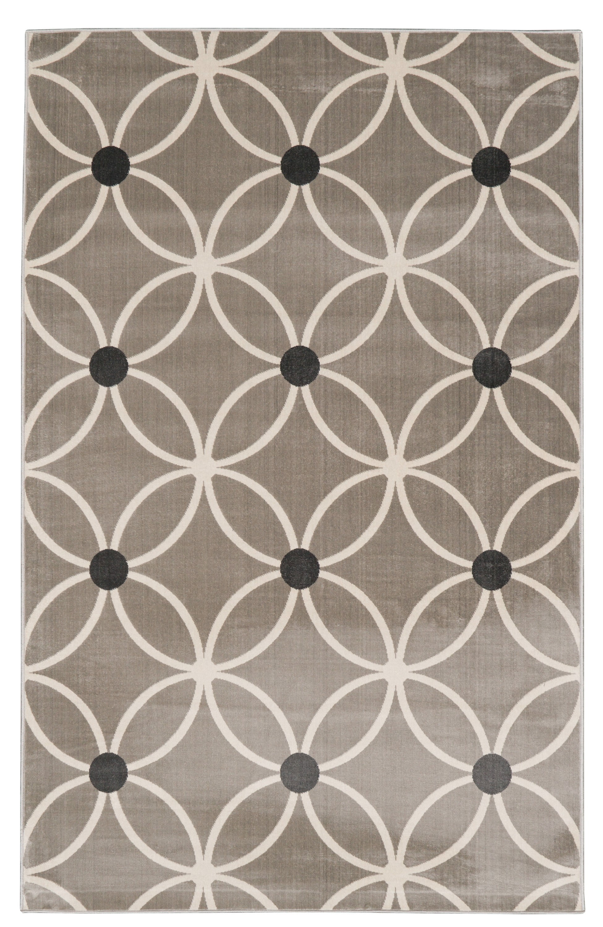 Vintage Tangram Rug Grey 8x10 Soft Microfiber Polyester Distressed Design