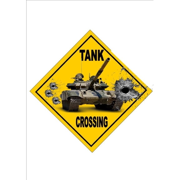 Vintage Tank Crossing Retro Style Sign Army Tank sign WW2 Sign Size: 8 inch x 8 inch