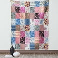 thumbnail image 1 of Vintage Tapestry, Geometric Checkered Squares with Blooming Flowers Spring Season Plant Arrangement, Wall Hanging for Bedroom Living Room Dorm Decor, 60W X 80L Inches, Multicolor, by Ambesonne, 1 of 5