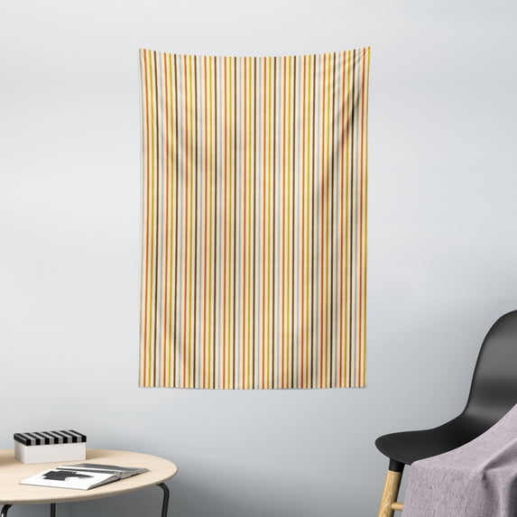 Vintage Tapestry, Retro Nostalgic 60s 70s Fashion Stripes Vertical Pattern Vintage, Wall Hanging for Bedroom Living Room Dorm Decor, 40W X 60L Inches, Orange Mustard Dust Cream, by Ambesonne