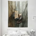thumbnail image 1 of Vintage Tapestry, Vintage Boxing Gloves on the Old Wooden Background Antique Equipment Photo Art Print, Wall Hanging for Bedroom Living Room Dorm Decor, 60W X 80L Inches, Brown, by Ambesonne, 1 of 5
