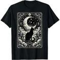 thumbnail image 1 of Vintage Tarot Card Black Cat Crescent Moon Mystic Art Unisex T-Shirt, up to size 5XL, 1 of 2