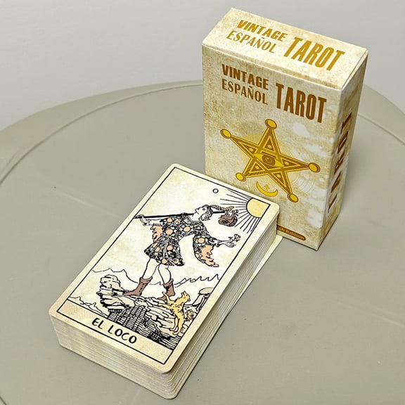 Vintage Tarot Deck Spanish Edition 10.3*6cm 78 Pcs Tarot Cards Based on Rider Waite System Espanol