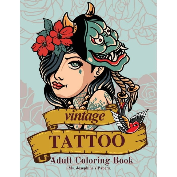 Vintage Tattoo Coloring Book, (Paperback)