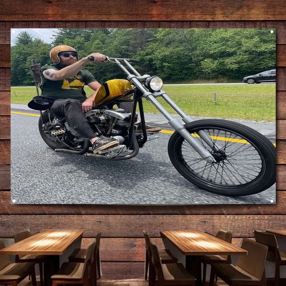 Vintage Tattoo Flag Wall Decorative Banner Motorcycle Painting for Garage Gas Station Man Cave Auto Repair Shop Home Decor Poster,38X57 inches