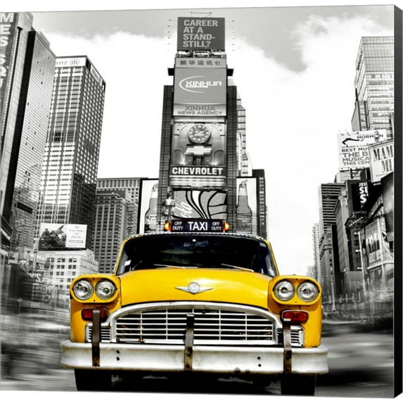 Vintage Taxi in Times Square, NYC (detail) by Julian Lauren, Canvas Wall Art