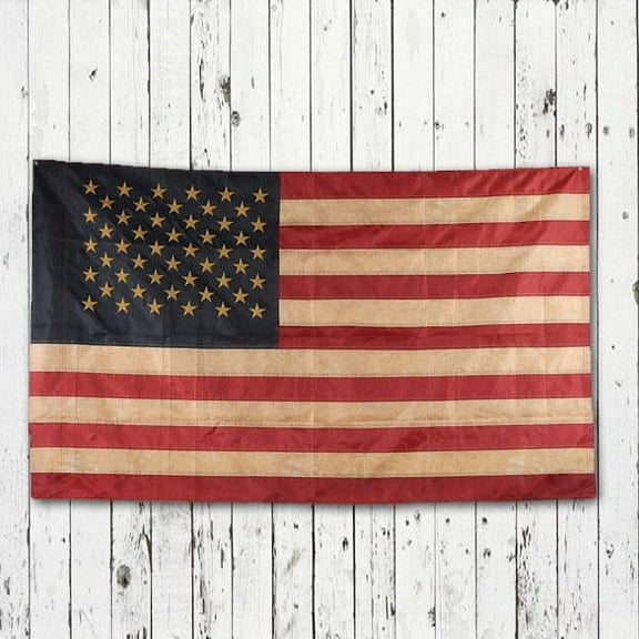 Vintage Tea Dyed American Flag - Patriotic Primitive Dcor