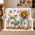 thumbnail image 1 of Vintage Teal Bicycle Sunflower Basket By White Wood, Cozy Friendship Quote Scene, Warm Flannel Blanket for Living Room and Reading Nook, Art Lovers Thanksgiving Gift, Artistic Home Decor, 1 of 9