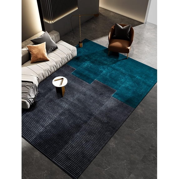 Vintage Teal Black Area Rug For Living Room Contemporay Aethetic Playroom Carpet Rustic Multi Bedroom Runner Rug Machine Washable Bathmat Laundry Floorcover Reversible Foyer Decor 4x5ft
