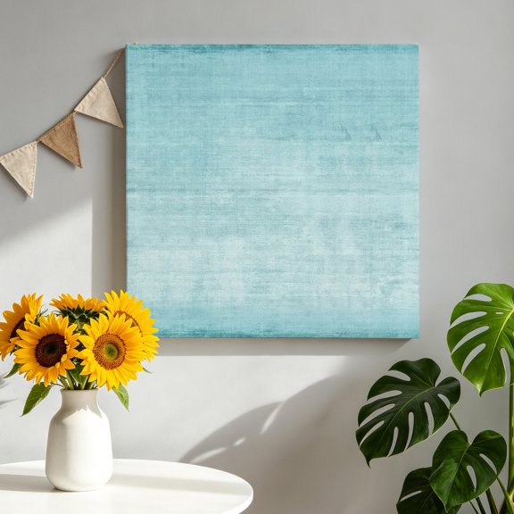 Vintage Teal Canvas Wall Art for Living Room, Modern Abstract Light Green Minimalist Retro Poster Print Painting for Bedroom Office Home Decoration Wall Pictures Prepare To Hang 12"x12"