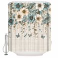 thumbnail image 1 of Vintage Teal Floral Bathroom Shower Curtains with 12 Hooks Polyester Waterproof Shower Curtain for Stalls and Bathtubs Weeping Beige Flowers Summer Decorative Bathroom Privacy Curtain 48x72 Inches, 1 of 9