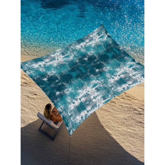 Vintage Teal Ocean Sun Shade Sail 8' x 10', Country Nautical Coastal Sea Starfish Shell Coral Rectangle Outdoor Sunshade Canopy, Waterproof UV Block Patio Covers for Garden Yard Beach