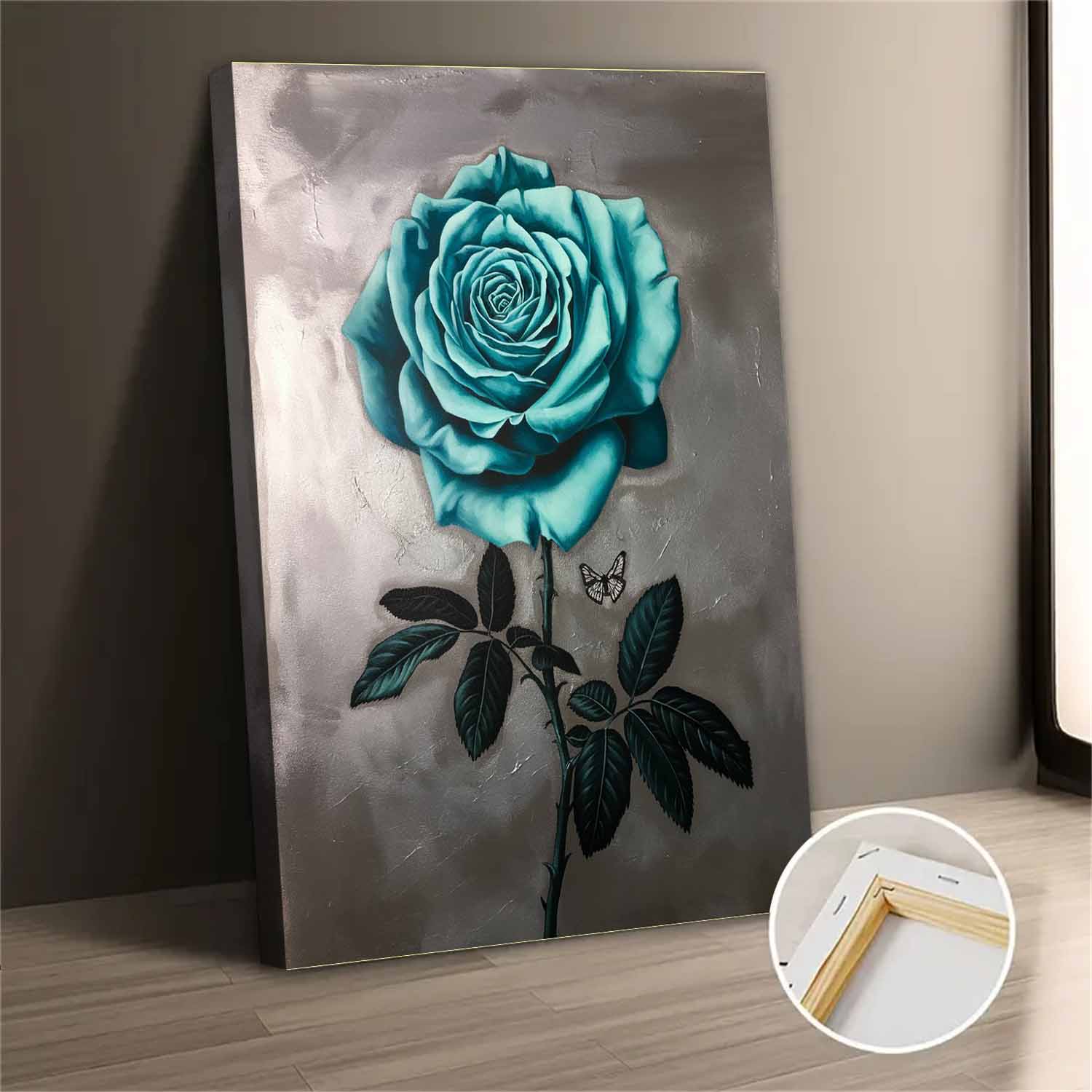 Vintage Teal Rose Canvas Wall Art for Bedroom Living Room Home Decor ...