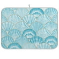 thumbnail image 1 of Vintage Teal Seashells Dish Drying Mat Microfiber Kitchen Mats Large Counter Absorbent Dish Pad Drainer Rack 16"x18", 1 of 7
