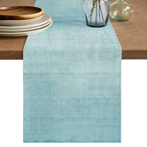 Vintage Teal Short Table Runner 48 Inches Long, Modern Abstract Retro Art Cotton Linen Table Runners Dresser Scarves, Fabric Tabletop Scarf Furniture Cover for Home Dinner Party Decor 13"x48"