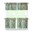 thumbnail image 1 of Vintage Teal Wood Grain 3-Piece Kitchen Curtains Set Kitchen Curtains Sets with Valance for Windows Rod Pocket Machine Washable Kitchen Decor Decorations (54"x18"+2x27.5"x24"), 1 of 6