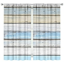 Vintage Teal Wood Grain Curtains-Blackout Curtains Bedroom Decor Living Room Darkening Grommet Window Drapes 2 Panels Set 42x84 inch