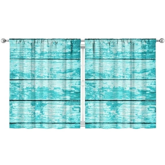 Vintage Teal Wood Grain Curtains-Blackout Curtains Bedroom Decor Living Room Darkening Grommet Window Drapes 2 Panels Set 53x63 inch