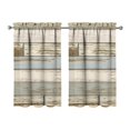 thumbnail image 1 of Vintage Teal Wood Grain Kitchen Curtains - Vintage Tier Cafe Curtains for Bathroom Living RV Rod Pocket Window Drapes 36 Inch 2 Panels Set 28"x36" Window Treatment Tiers, 1 of 4