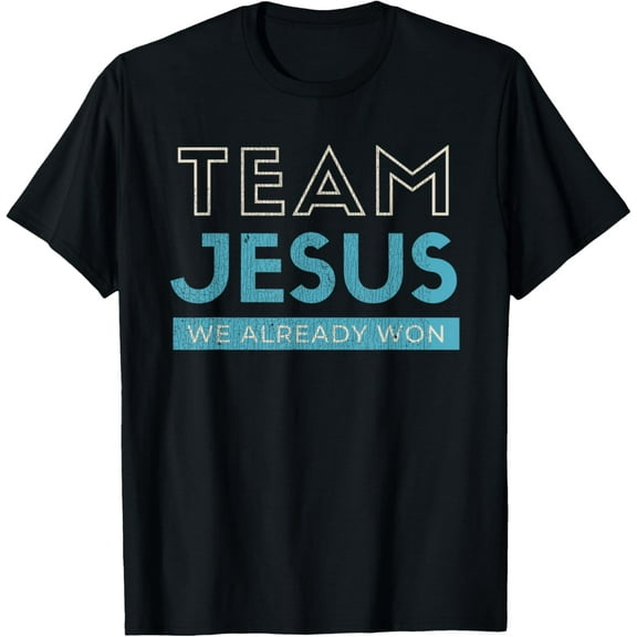 Vintage Team Jesus We Already Won Christian Black Retro Christian Graphic T-Shirt
