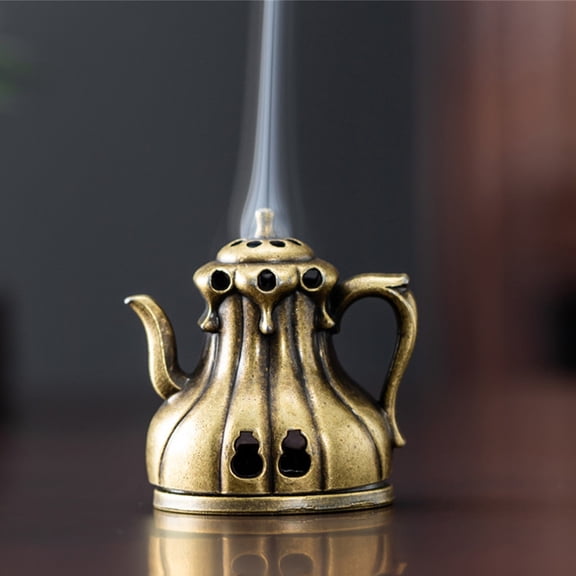 Vintage Teapot-Shaped Incense Burner With Decorative Handle & Air Vents, Home Buddha Incense Diffuser, Decorative Incense Stick Holder For Relaxation, Meditation & Interior