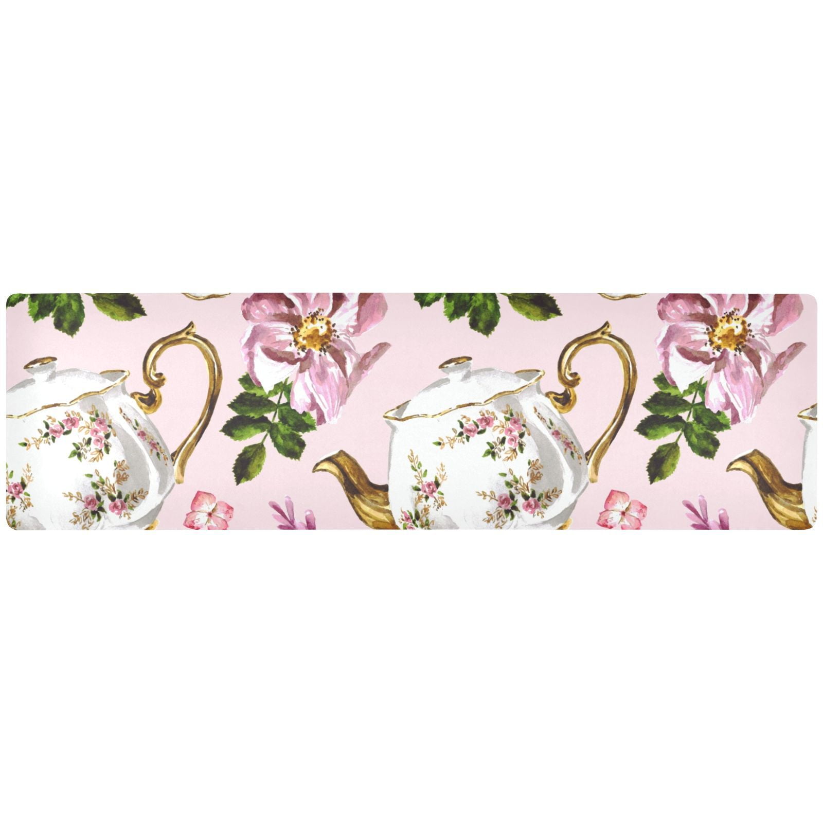 Vintage Teapots and Flowers Rectangle Pot Holders Trivets Nonslip Hot