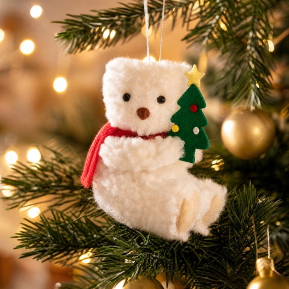 Vintage Teddy Bear Hanging Ornament, Soft Cotton Christmas Tree Ornaments, Vintage Christmas Tree Decorations for Xmas Tree Indoor Seasonal Home Small Decor, Akmoler