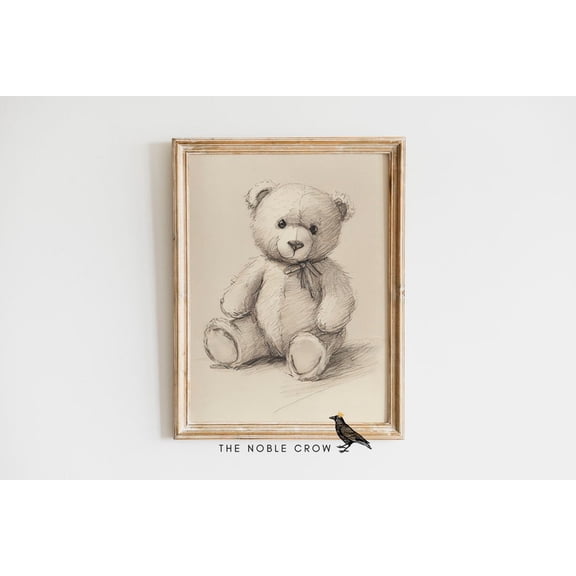 Vintage Teddy Bear Sketch Style Wall Art Poster Nursery Decor 12x18 UNFRAMDE