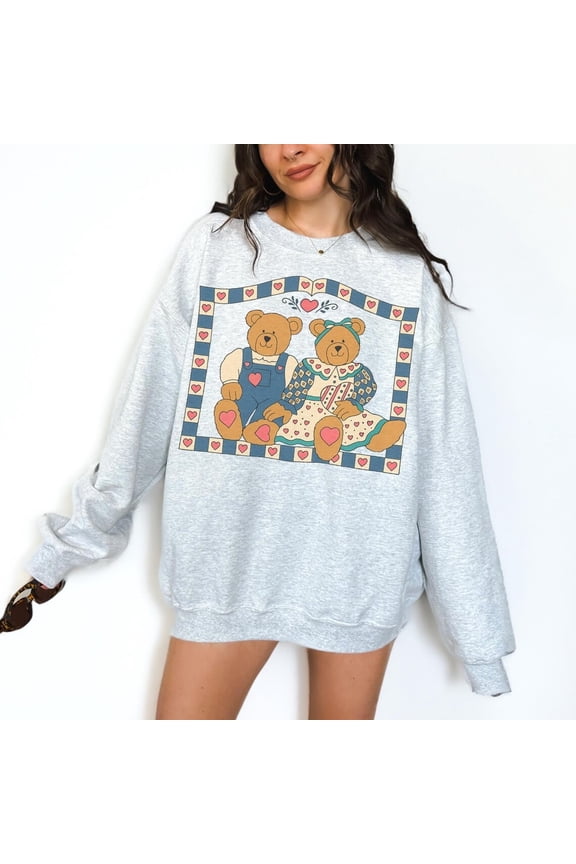 Vintage Teddy Bear Sweatshirt, Retro 90s Bear Crewneck, Cute Grandmillennial Pullover, Cozy Thrifted Style Clothing