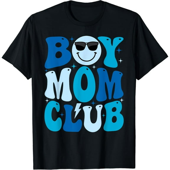 Vintage Tee Boy Mom Club Mother'S Gift Groovy Mother Mama T-Shirt - Birthday Gifts