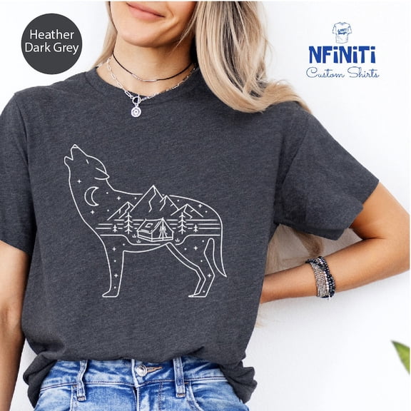 Vintage Tee Camp Vibes Wolf Tshirt, Camping Lover Wolf Shirt, Family Camping Gift Idea, Camping Crew Shirt, Camp Wolf Tshirt, Camp Crew Shirt, Camp Tee - Birthday Gifts