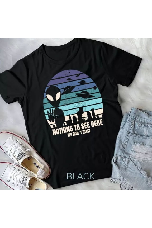 Vintage Tee Hot trending Aliens Nothing To See Here T-Shirt I Ufo Alien Roswell T-Shirt - Birthday Gifts