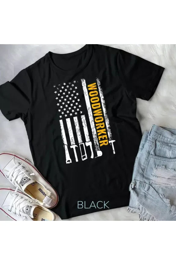 Vintage Tee Hot trending American Flag Woodworker Carpenter Funny Woodworking Unisex T-Shirt - Birthday Gifts