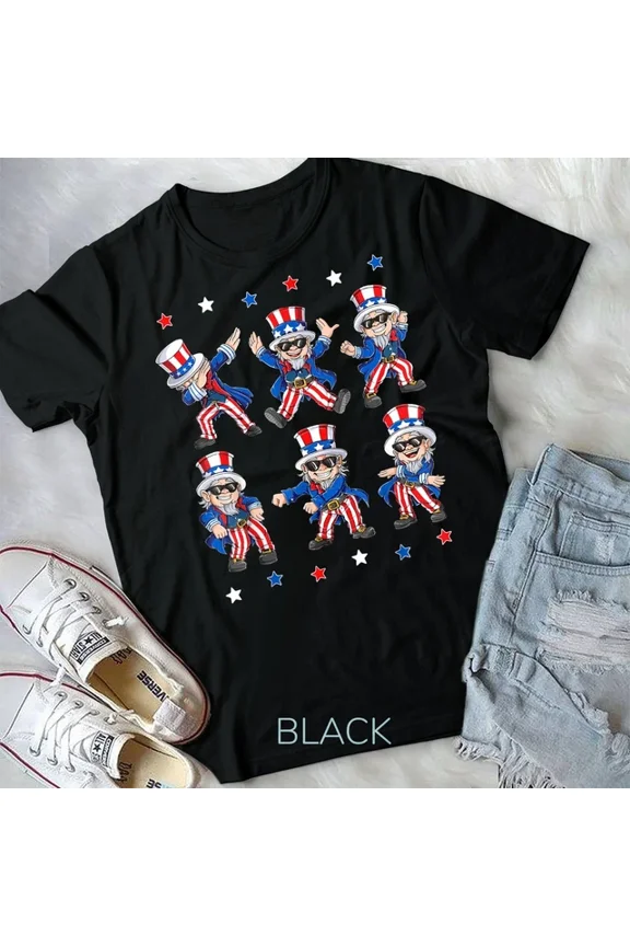 Vintage Tee Hot trending Dancing Dabbing Uncle Sam 4Th Of July Boys Girls Dance Unisex T-Shirt - Birthday Gifts