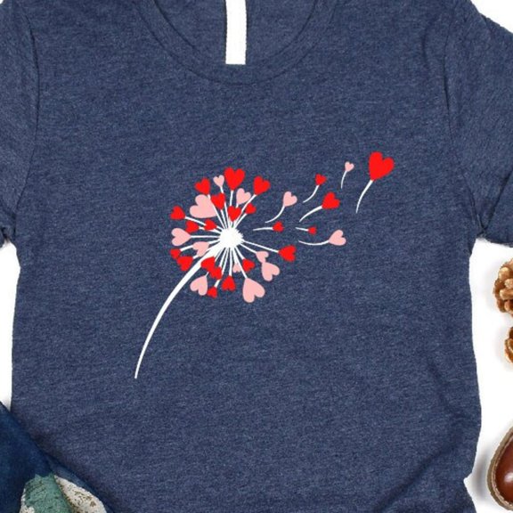Vintage Tee Hot trending Dandelion Shirts, Valentine'S Shirt, Lovers Shirt, Valentine'S Day Shirt, Valentine Flower Shirt, Gift For Valentines, Couple Shirts - Birthday Gifts