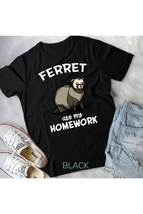 Vintage Tee Hot trending Ferret Ate My Homework Cute Pet Unisex T-Shirt - Birthday Gifts