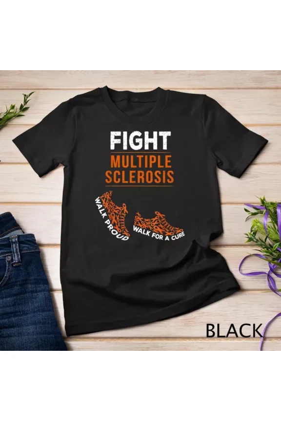 Vintage Tee Hot trending Fight Multiple Sclerosis Ms Awareness Warrior Ribbon Unisex T-Shirt - Birthday Gifts