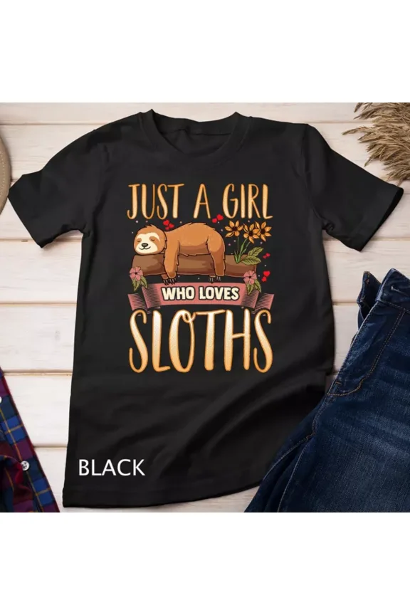 Vintage Tee Hot trending Just A Girl Who Loves Sloths Cute Sloth Unisex T-Shirt - Birthday Gifts