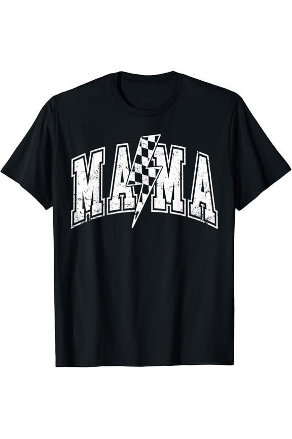 Vintage Tee Hot trending Mama Lightning Bolt Checkered Varsity Mom Women Mother'S Gift T-Shirt - Birthday Gifts
