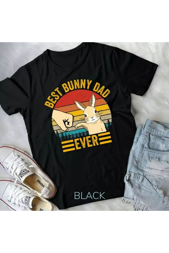Vintage Tee Hot trending Mens Best Bunny Dad Ever Vintage Rabbit Lover Father Pet Rabbit Unisex T-Shirt - Birthday Gifts