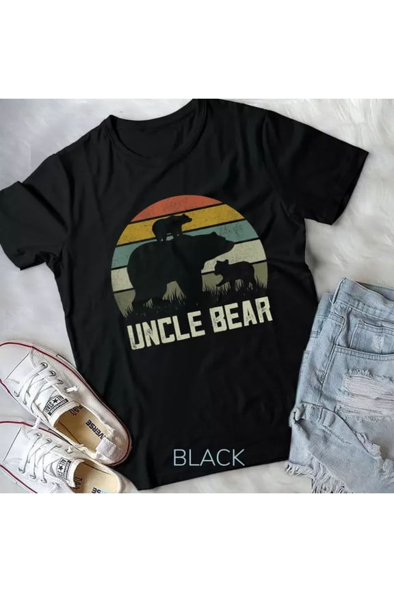 Vintage Tee Hot trending Mens Funny Bear Uncle Shirts, Two Cub Fathers Day Uncles Unisex T-Shirt - Birthday Gifts