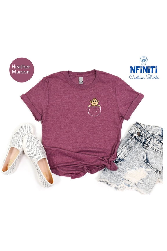 Vintage Tee Hot trending Monkey Shirt, Monkey Gift, Monkey Pocket Shirt, Animal Shirt, Cute Monkey, Animal Lover Tee, Nature Lover Shirt, Funny Monkey Tee - Birthday Gifts