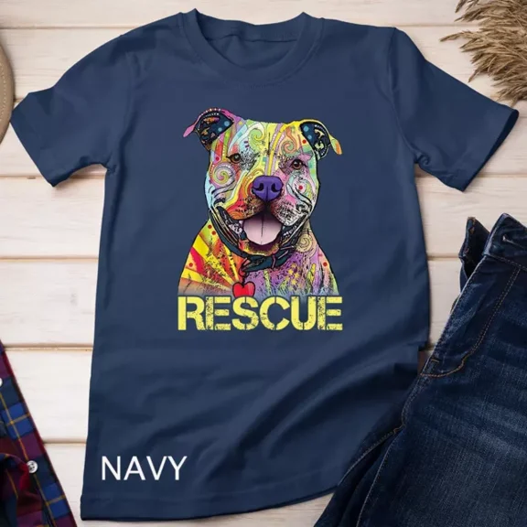 Vintage Tee Hot trending Rescue Dog Colorfull Pitbull Dog Adopt Don'T Shop T-Shirt - Birthday Gifts