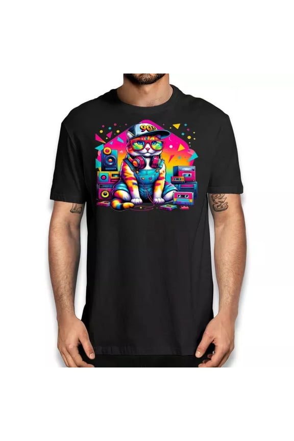 Vintage Tee Hot trending Retro 90'S Music Funny Cat T-Shirt - Cat Lovers Unisex Graphic Tee - Birthday Gifts
