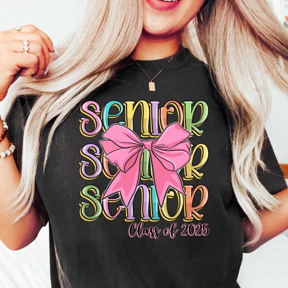 Vintage Tee Hot trending Senior 2025 Coquette Shirt, Pink Bow T Shirt, Class Of 2025 Tee, Graduation Gift, High School Senior Gift Shirt, Grad Shirts - Birthday Gifts