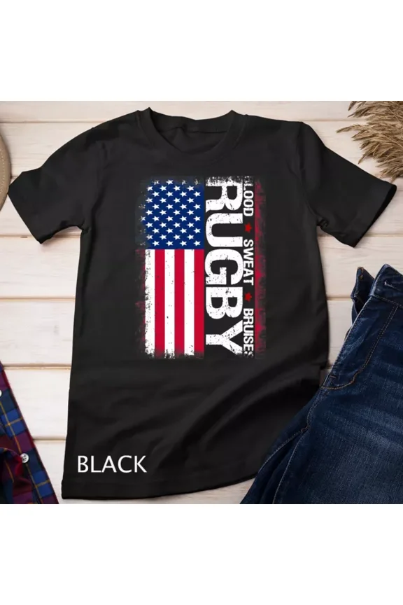 Vintage Tee Hot trending Usa Rugby Flag T Shirt Distressed Rugby Tshirt Gift Unisex T-Shirt - Birthday Gifts