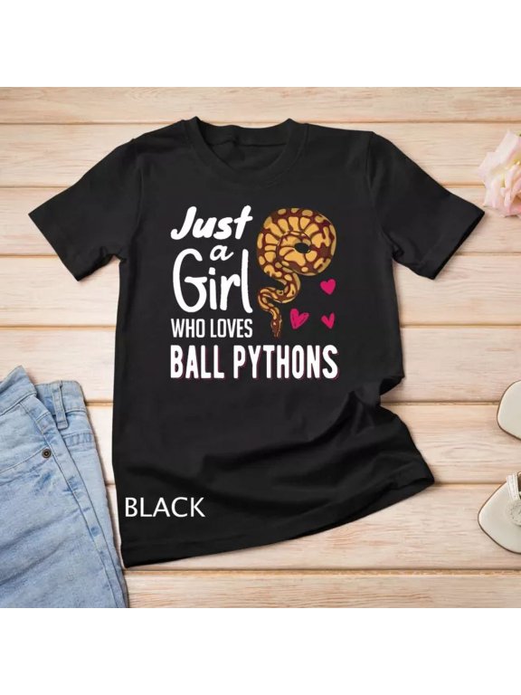 Vintage Tee Just A Girl Who Loves Ball Python Tee Snake Woman T-Shirt BLACK Unisex S-5XL Hot Trending Shirt, Vintage Birthday Gift