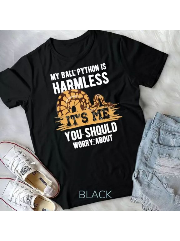 Vintage Tee My Ball Python Is Harmless Tee Snake Lover T-Shirt BLACK Unisex S-5XL Hot Trending Shirt, Vintage Birthday Gift